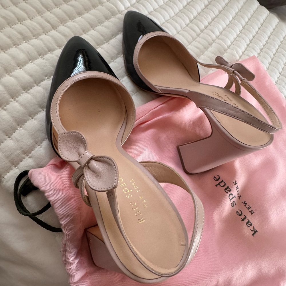Kate Spade Tan and Black Heels with Ankle Strap